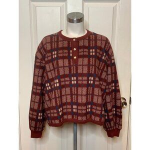 The Great The Sleep Plush Fleece Henley Sweatshirt Maroon, Size 3 | L, $95 NWT!
